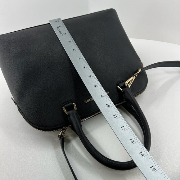 Michael Kors Cindy Large Dome Satchel Crossbody Bag Women Saffiano Leather Black - Picture 15 of 15